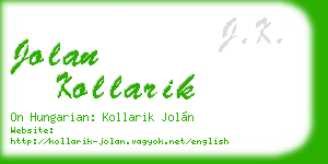 jolan kollarik business card